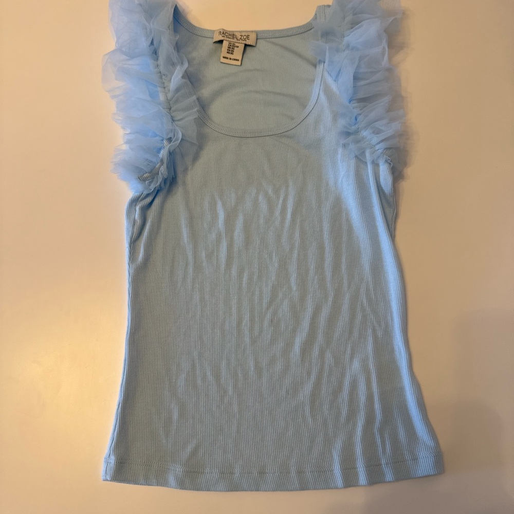 Rachel Zoe Sky Blue Ribbed Top - Picture 2 of 5